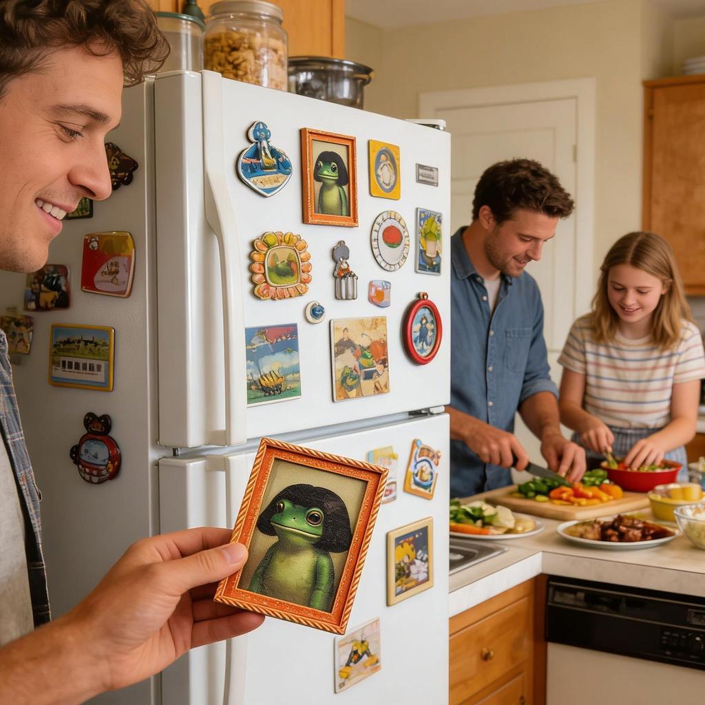 1Pc Funny Frog Fridge Magnet, Mini Refrigerator Magnet For Green Frogs And Haircuts Refrigerator Decoration