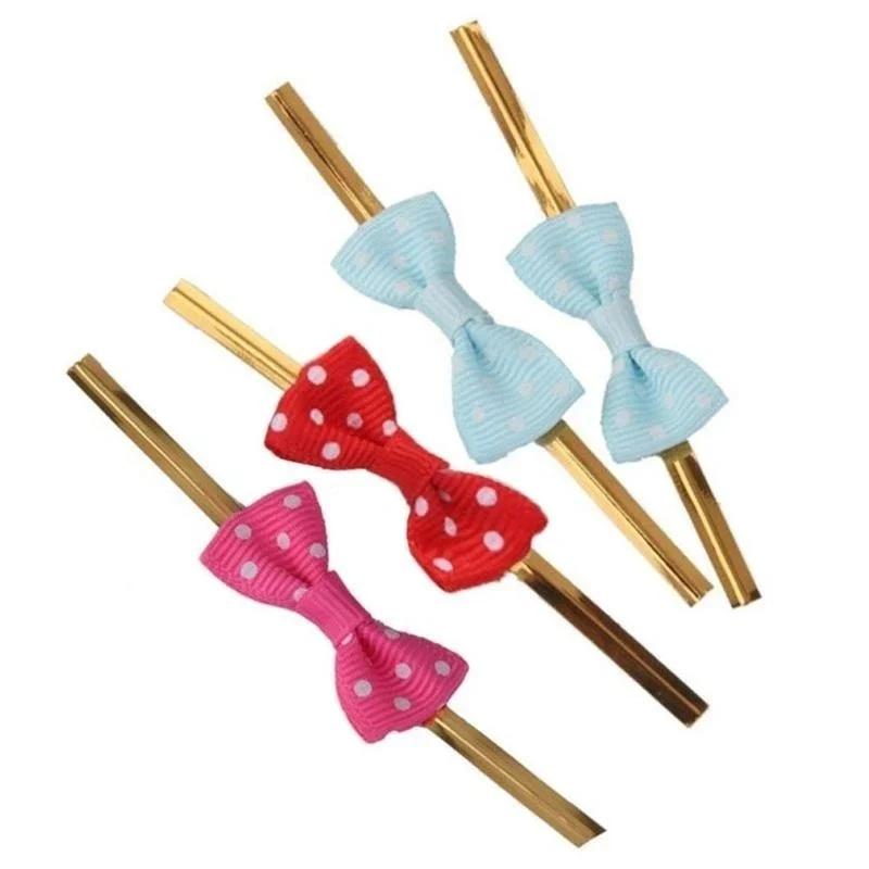 50pcs DIY Bow Tie Wrapping Golded Wire Bowknot Binding Wire for Bags and Cake Pockets Fastener Sealing Fixed Ties