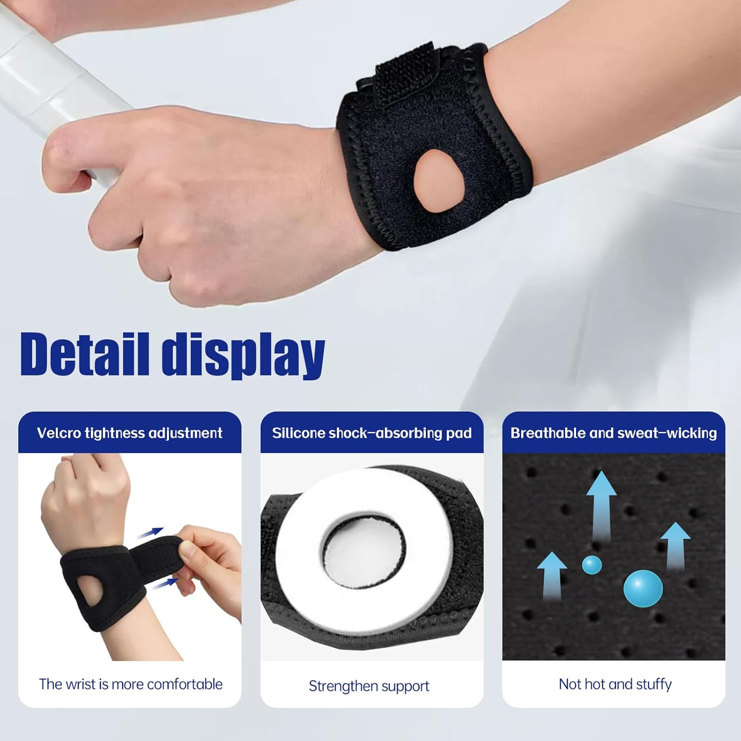TFCC Wrist Brace for Ulnar Pain Relief & Wrist Wraps – Adjustable Wrist Wraps. Wrist Support with Shock-Absorbing Silicone Pad | Universal Black