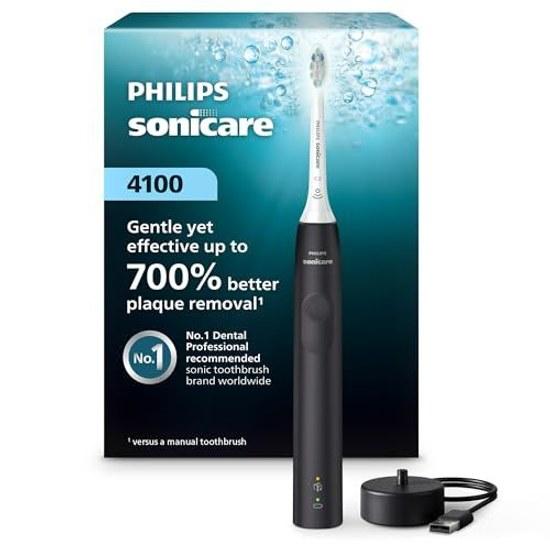 Philips Rechargeable Electric Toothbrush Sonicare 4100 1 Brush Head Black