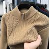 Men's Cable Knit Half-Zip High Neck Sweater - Warm Winter Casual Knitwear