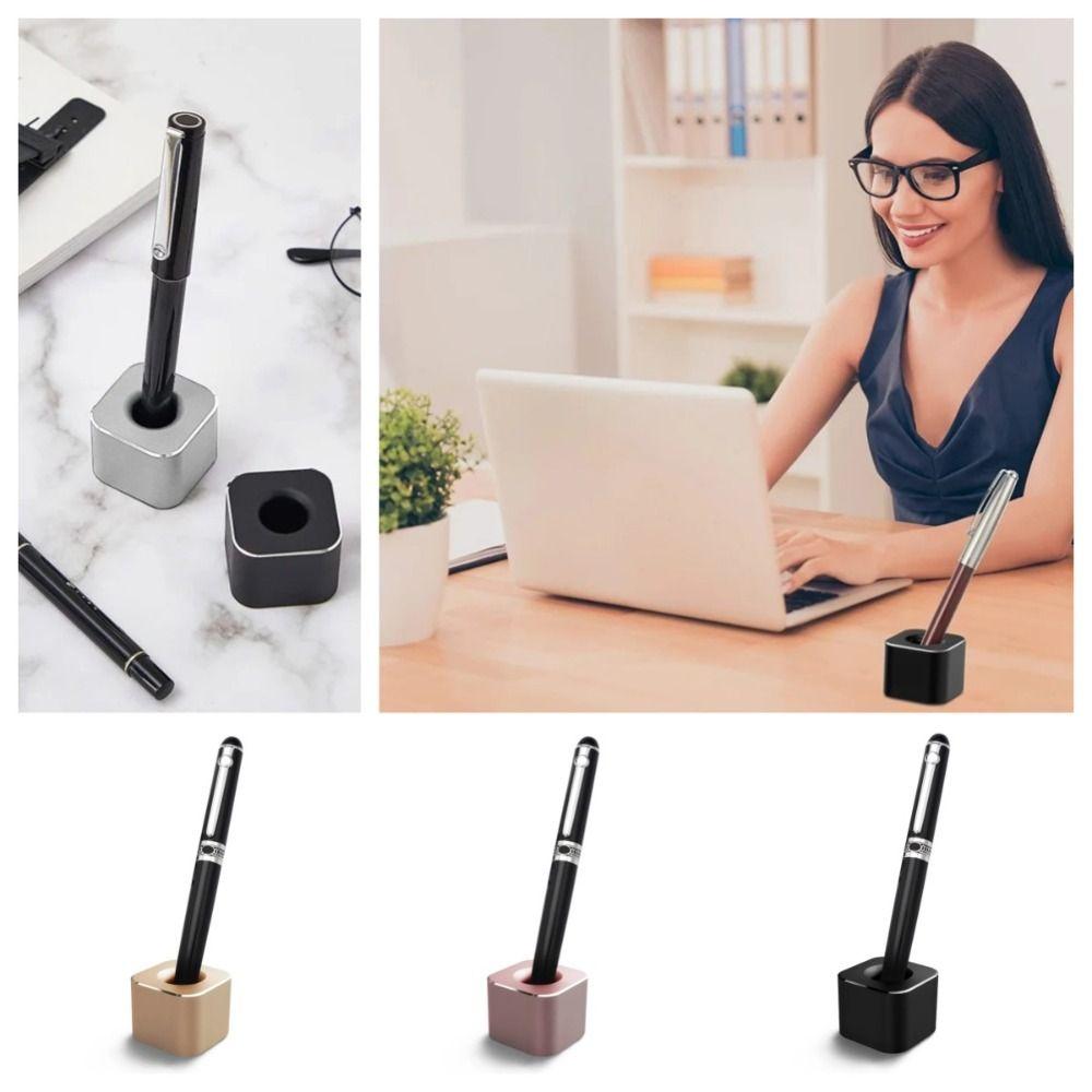 

Square Pen Holder Aluminum Zinc Zinc Alloy Pencil Storage Stand Light luxury Pencil Slot Office сірий колір