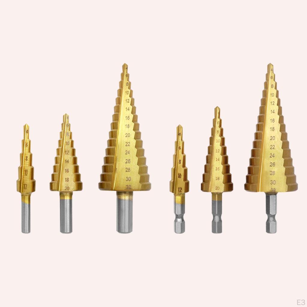 3 Piece Spiral Groove Step Drill Bit Set Cone Bits Save Time Hole Opener for