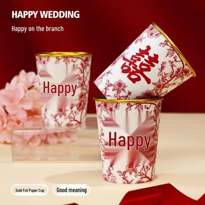 Food-Grade Disposable Red Paper Cups for Weddings and Engagements