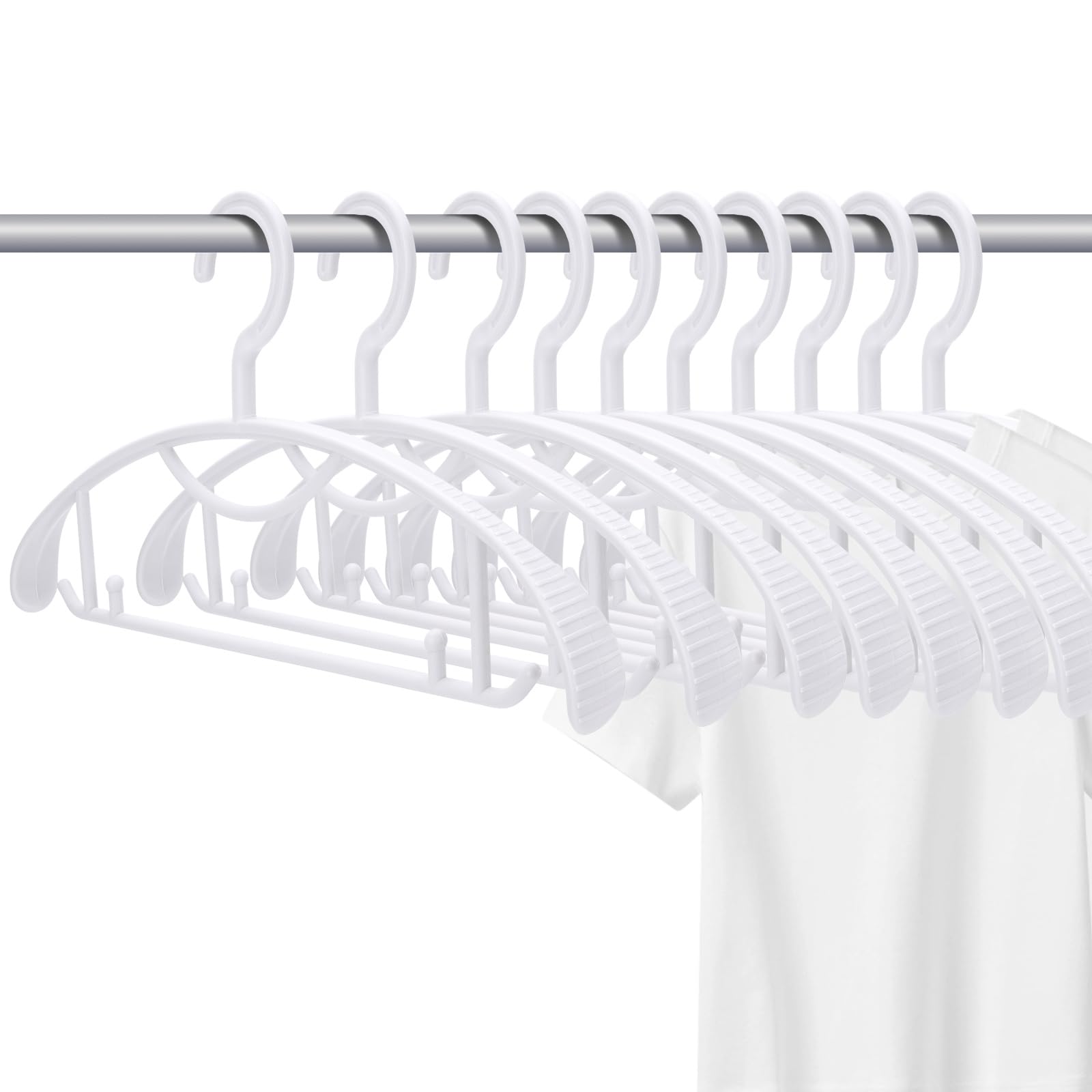 

Laundry Set of Prevents Clothes from Losing Suitable for Wet and Dry Wide Hangers, 10, Non-Slip, Durable, Shape, Use, White, 2.8cm белый