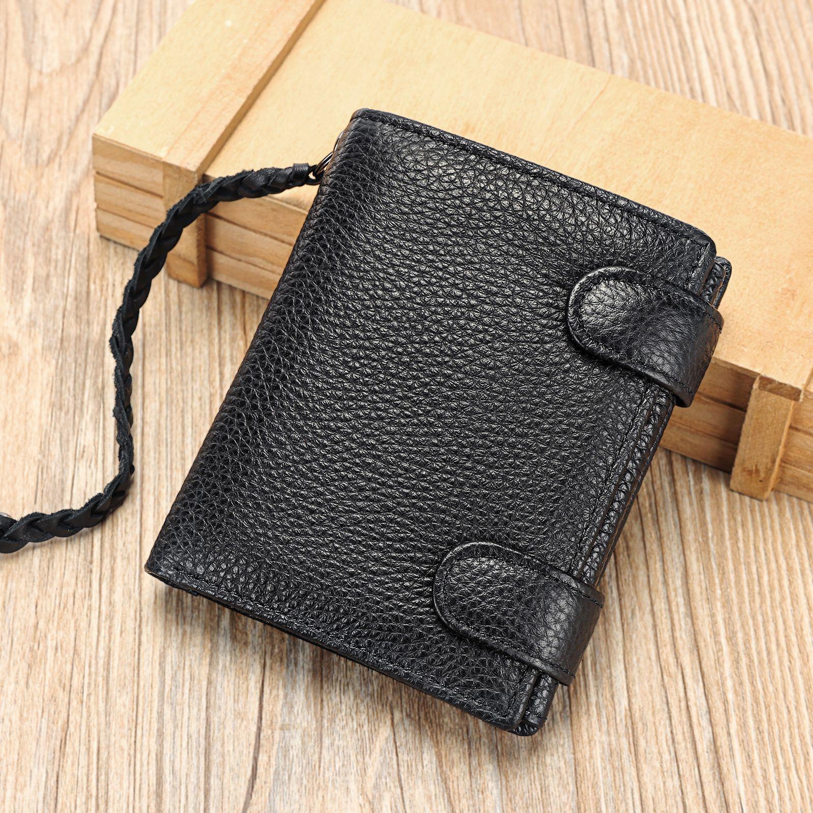 

Кошелек из натуральной кожи высшего качества, большой емкости, из натуральной кожи с масляным воском, кошелек для мужчин чёрный