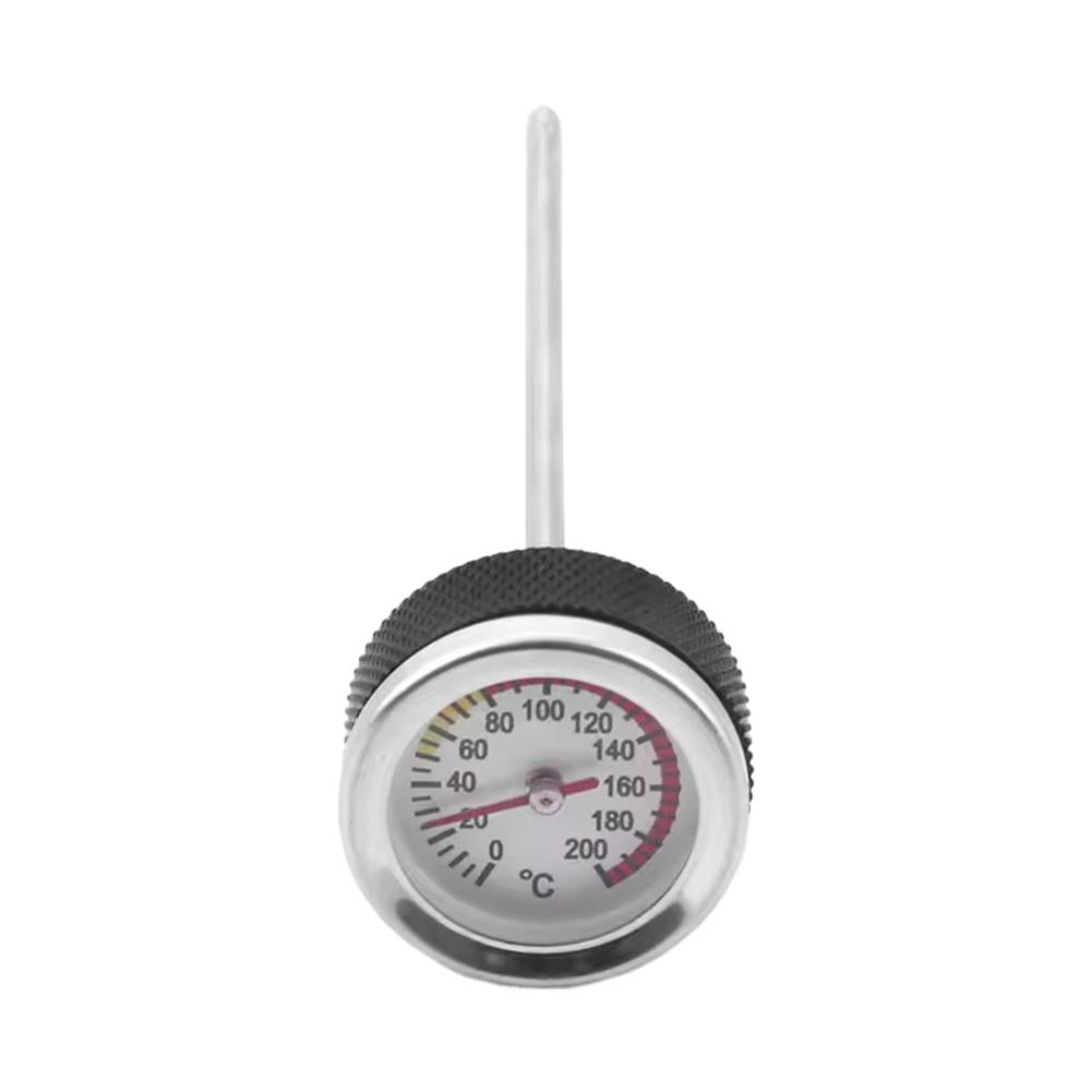 Motorcycle Fuel Tank Caps With Oil Temperature Gauge Pointers 0-200℃ Dial Black Meter Silver Gauge M20x1.5/M20x2.5 K9C9