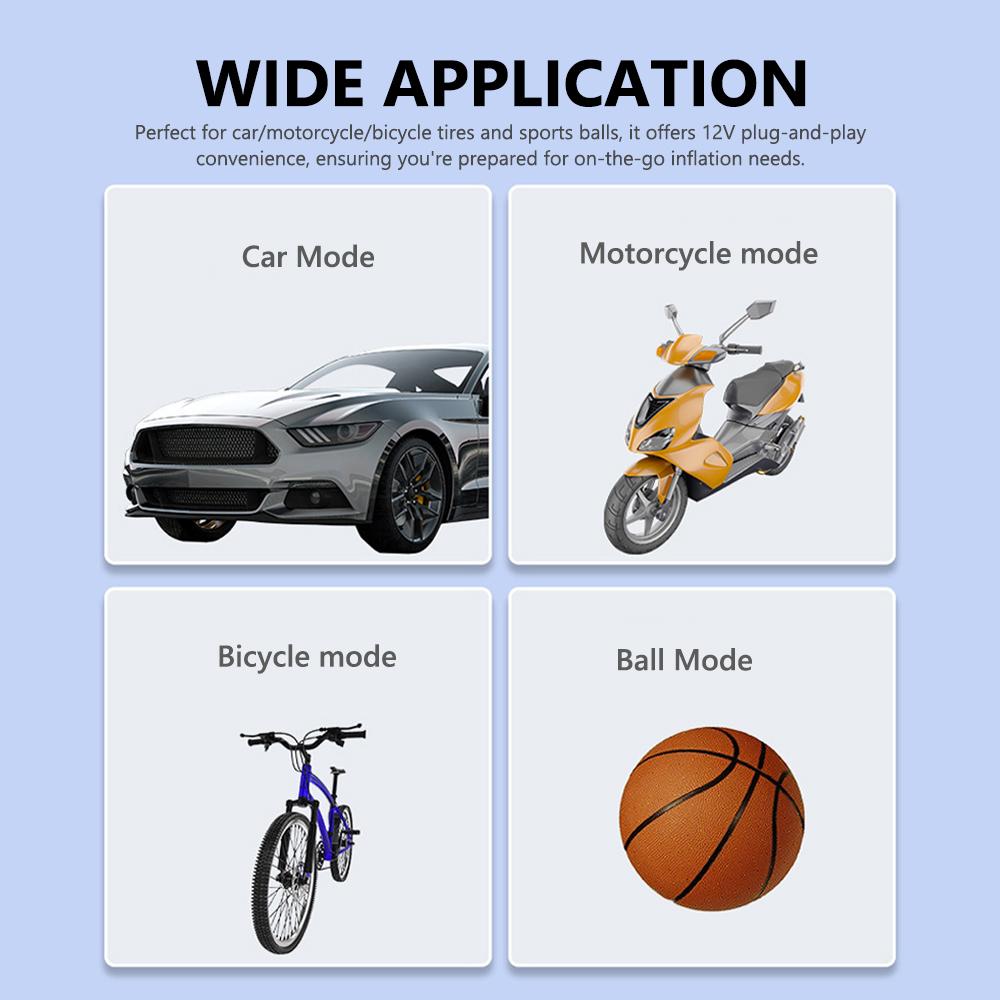 Wireless Car Air Pump Portable Air Compressor Multifunctional Electric Tire Inflator Support