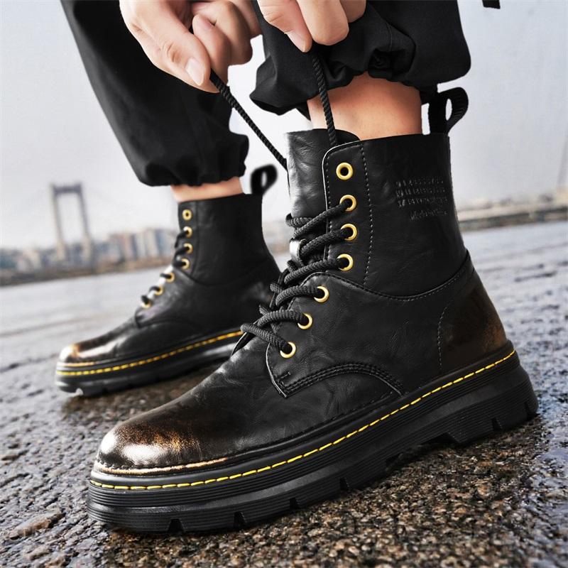 Italian Genuine Leather Outdoor Ankle Boots Lightweight Casual Boots Men Boots Designer Work Boots Classic Handmade Boots Black