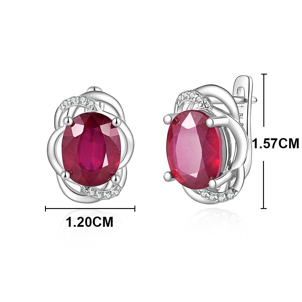 925 Sterling Silver Light Luxury Fashion Natural Filled Ruby Earrings Ov8*10mm 7ct for Women's Engagement Anniversary Gift