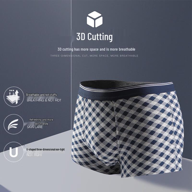 LANGSHA Men's Printed Antibacterial Cotton Boxer Briefs
