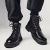 Botines de hombre con cordones Moda cuero felpa cálido Bota Hombre Zapatos de trabajo Tendencia Diseñador Invierno Botas de nieve para hombre Hombres Zapatos Casuales