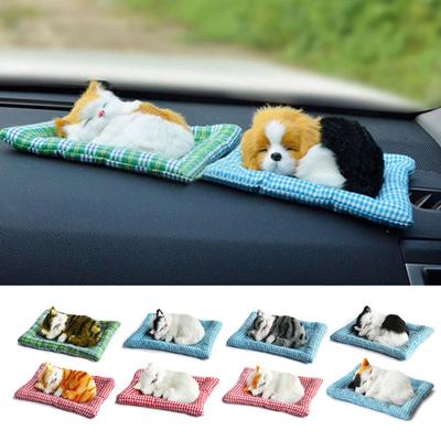 Lovely Simulation Sleeping Sound Car Cats with Decoration Auto Ornaments Gift