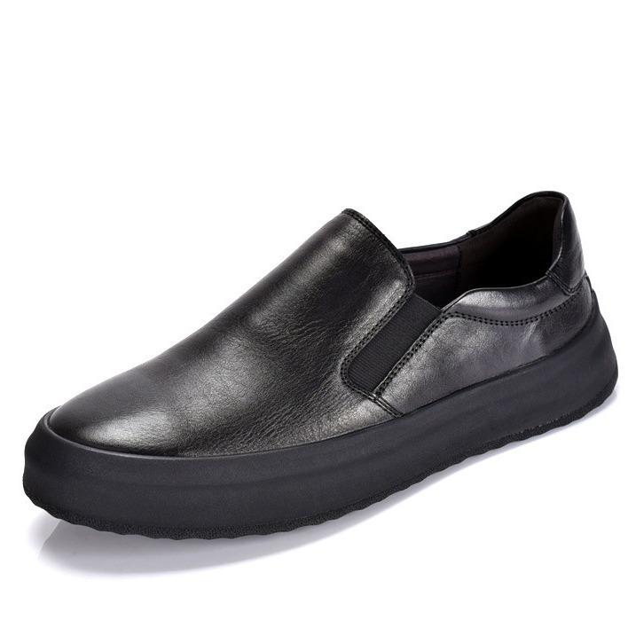 Men'S Loafers Men'S Genuine Leather Summer Breathable Casual Shoes Trendy Versatile Soft Leather One-Pedal Lazy Beanie Shoes Men