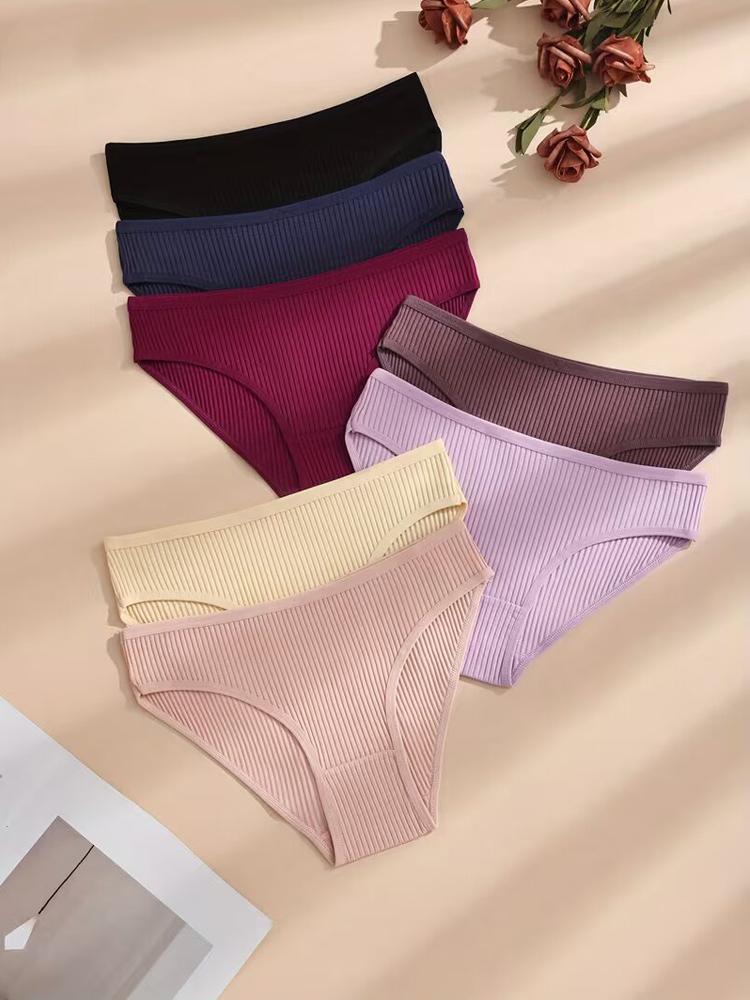 Set de 7 Piezas Bragas Rayadas para Mujer Ropa Interior Femenina Cintura Baja Algodón Sexy Lisas Ropa Interior Femenina Lencería S-XXL