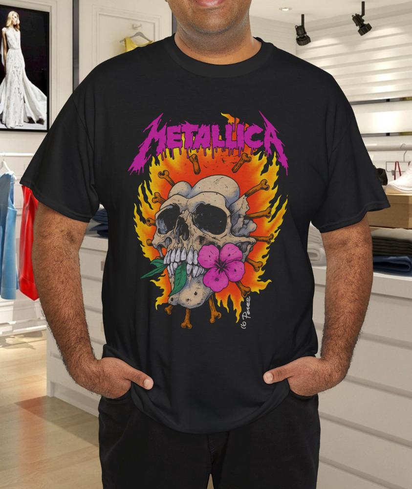 Rock Vintage Metallica Skull Flower T-Shirt