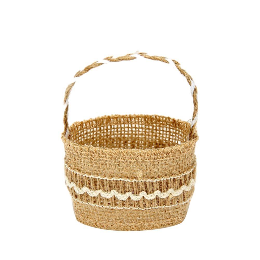 2pcs Lace Bowknot Flower Girl Basket Retro Candy Gift Bag  Wedding Ceremony Party Decoration