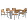 Garden Dining Set 7 Pcs Grey Solid Acacia Wood