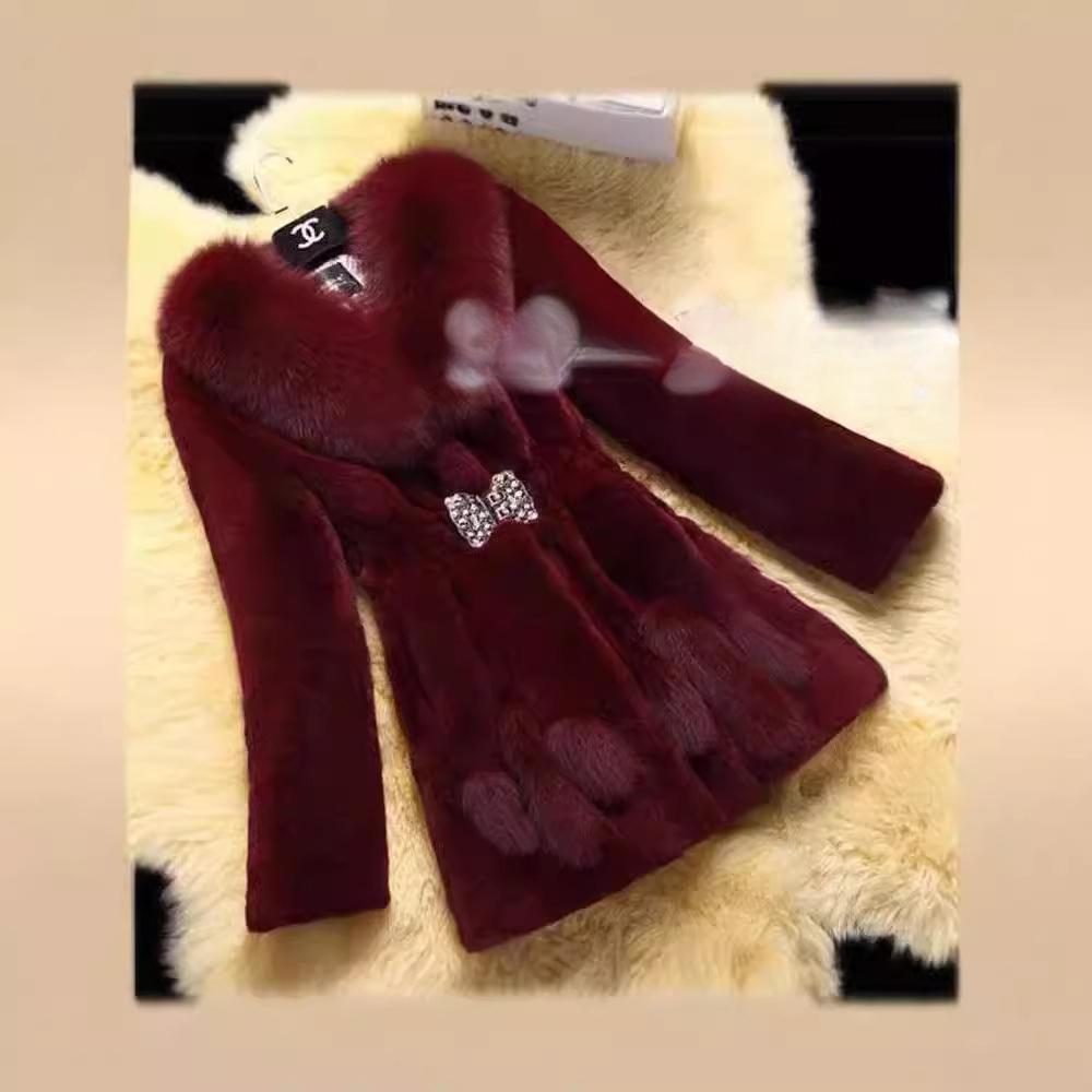 Große Größe Pelz Herbst und Winter Warm Nerzmantel Mutter Outfit Mittel und Lang Verdickt