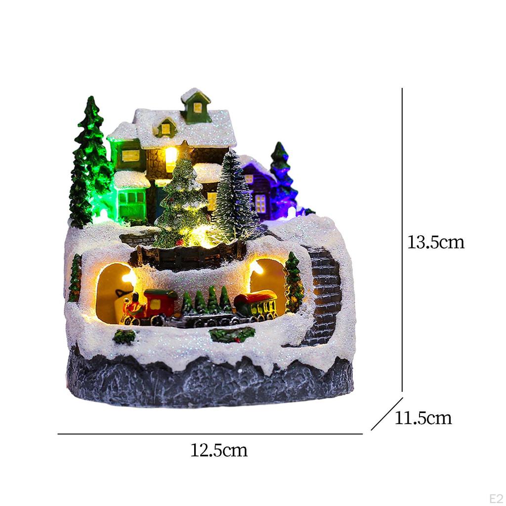 Christmas Village House Scene Music Box Resin LED Lighted Collectible