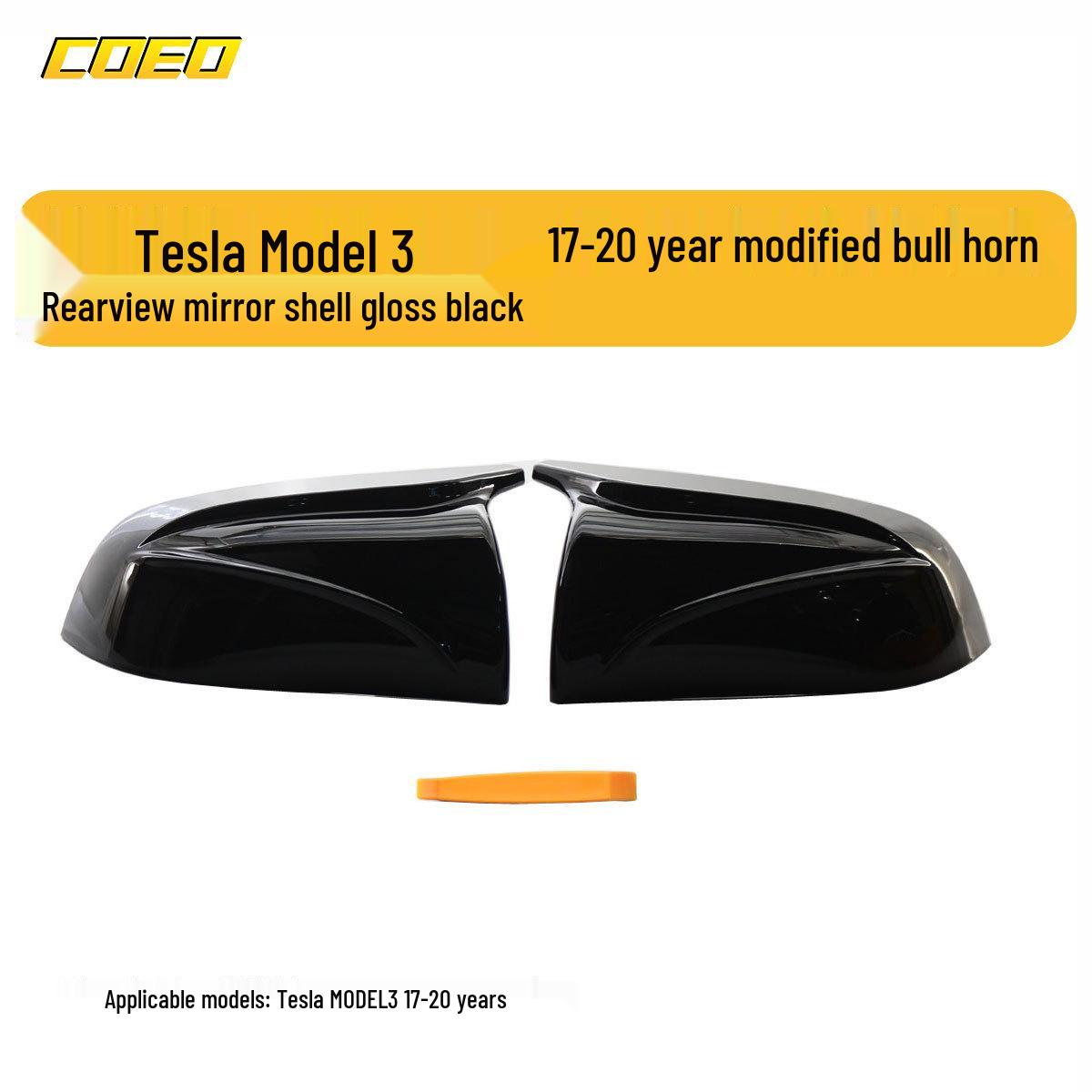 

Tesla MODEL 3 2017-2020 Bull Horn Rearview Mirror Shell in Gloss Black