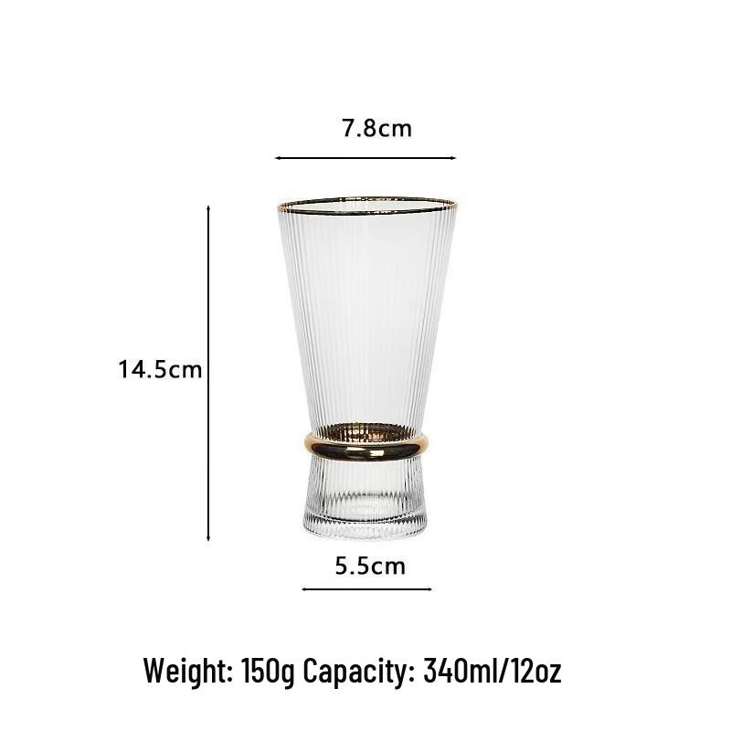 Gold Rim Ribbed Stemmed Glass
