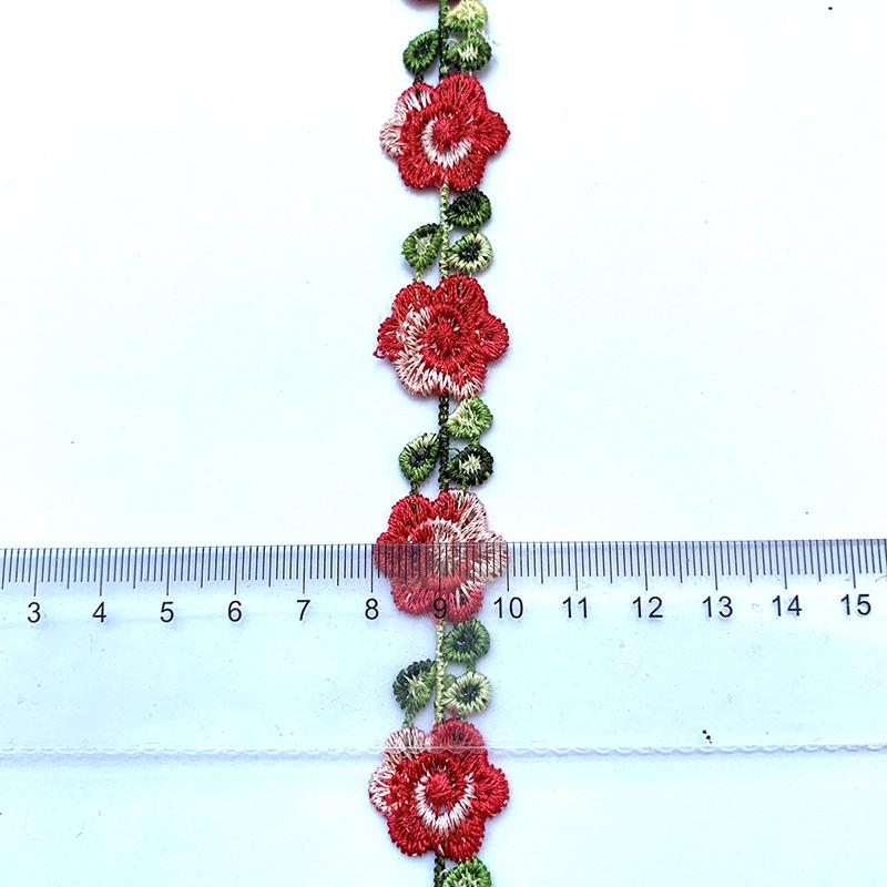 

2м/6,56 фута Каждый пакет 2,0 см шириной Вышивка Кружева Отделка Цветок Красный Лист Занавеска Шляпа Швейная Принадлежность ручная работа DIY Крафт Украшение красный