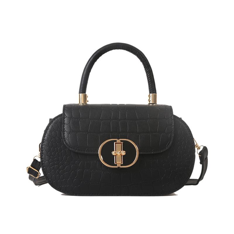 

Поворотный замок модная персонализированная новая модная портативная сумка через плечо с крокодиловым узором и текстурой в иностранном стиле повседневная сумка-мессенджер женская чёрный