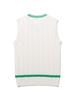 20Th Hole Cable Contrast V-Neck Knit Vest [Ivory Green]