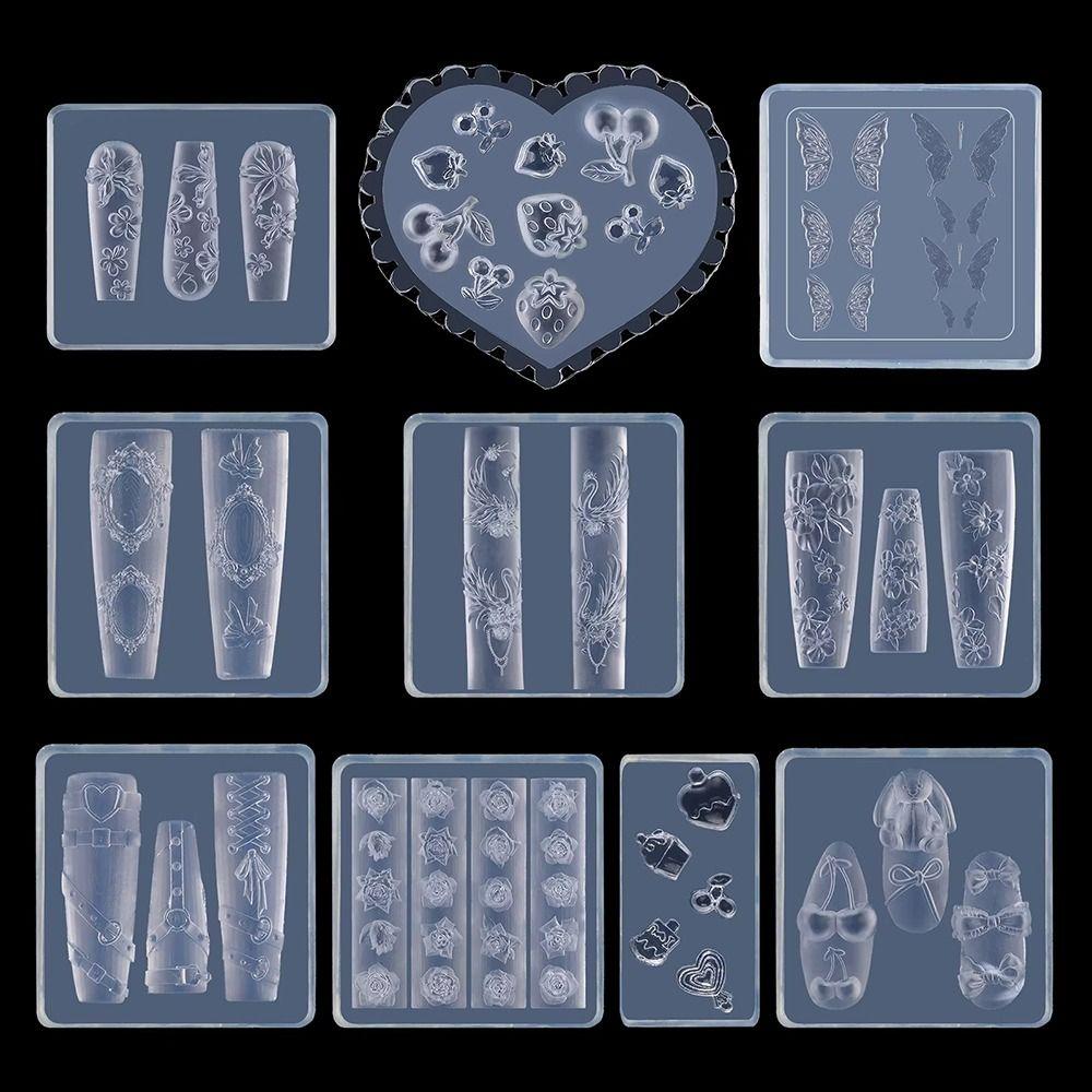 1Pcs Stamping Plate Nail Silicone Mold 3D Nail Art Decoration New Manicure Mold