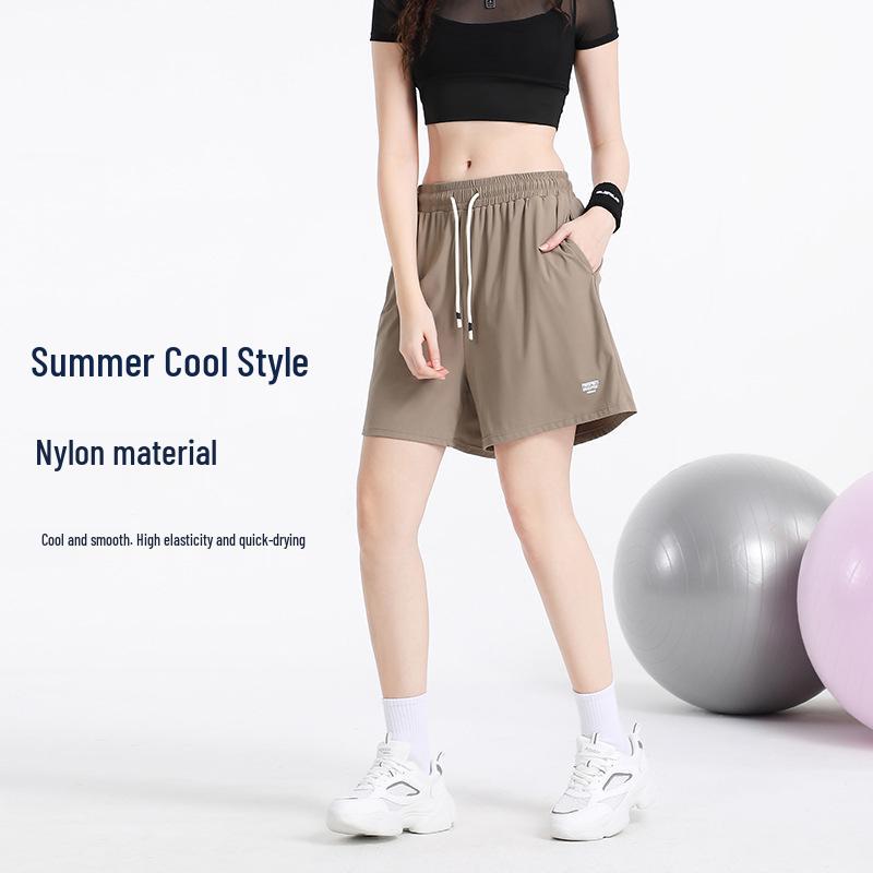 

Women s Plus Size Summer Ice Silk Nylon Sports Shorts: Loose Fit, 200 Jin Capacity, Five-Point Yoga Pants 3XL