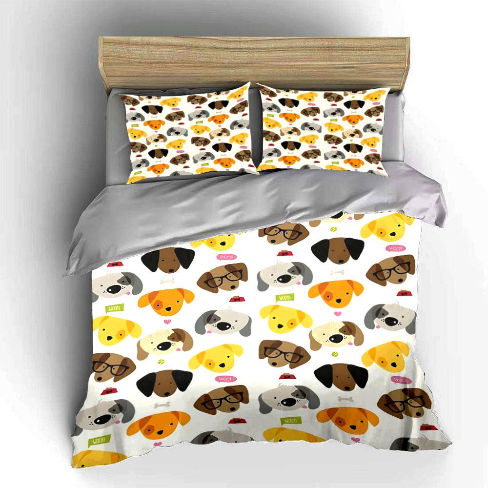 Cartoon Dog Pattern Home Decor Soft Comfortable Duvet Cover Bedding Set Included 1*Duvet Cover & 2*Pillowcases, Gift
