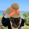 Bow straw hat women's summer seaside vacation fashion beach hat big brim shading sun protection show small face