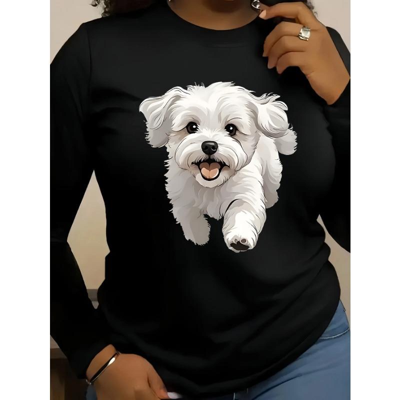 Damen Frühjahrs- und Herbstkleidung Buntes Herz Aufdruck T-Shirt Langarm Rundhals Freizeit Oberteil