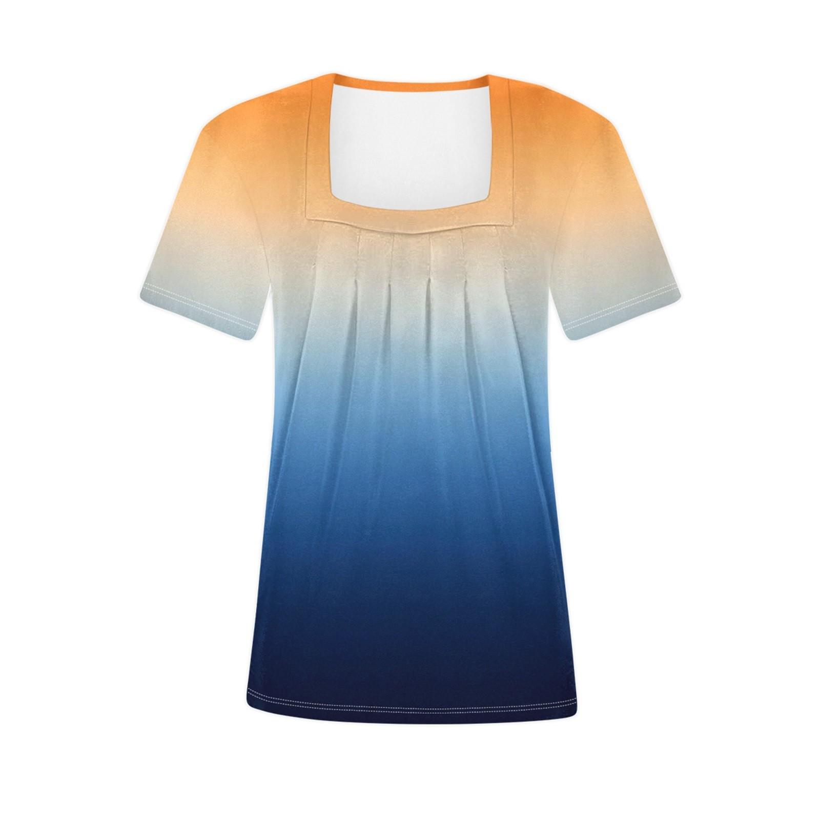 Женский повседневный плиссированный топ с короткими рукавами с квадратным вырезом — фото 4