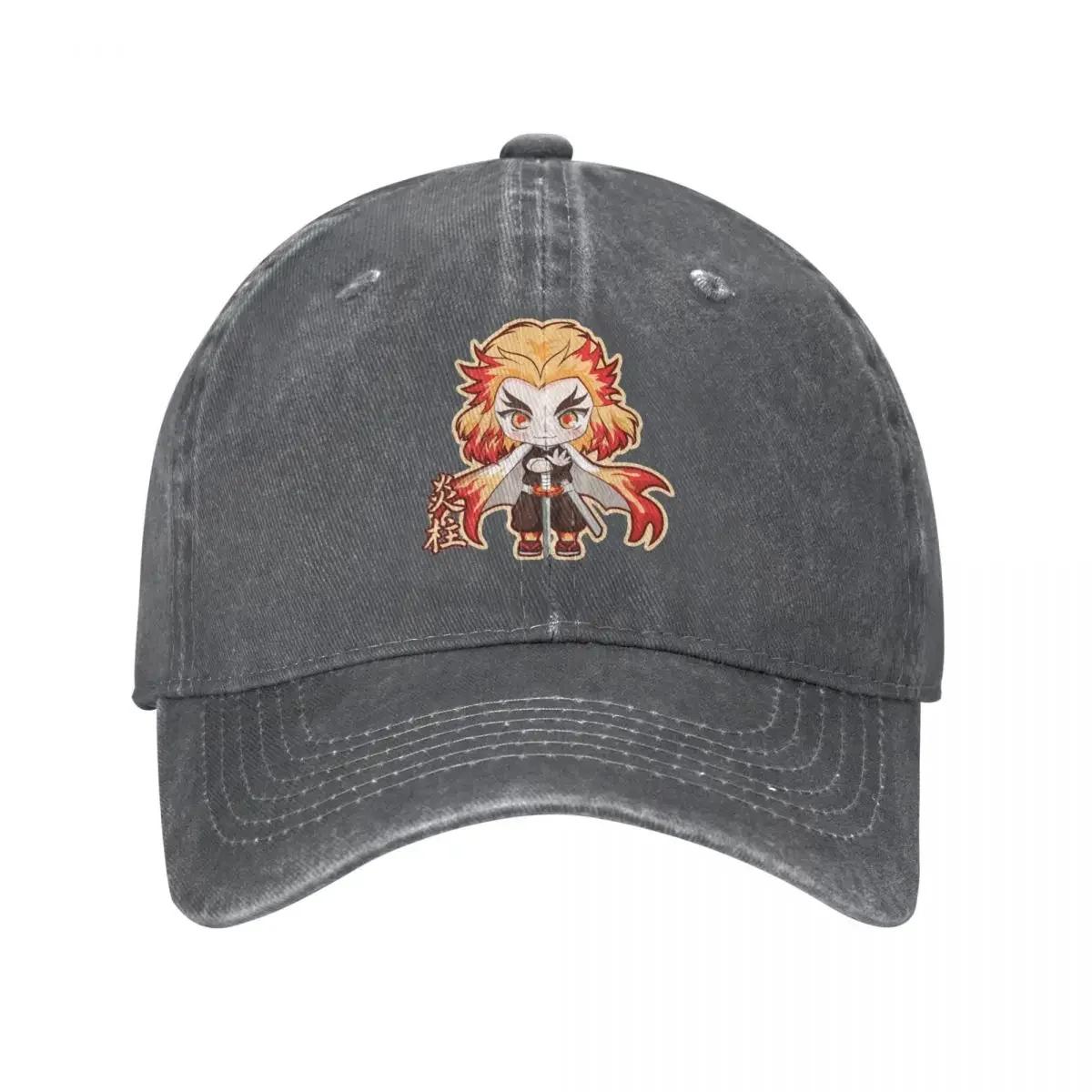 

Cute Kyojuro Rengoku Baseball Caps Distressed Demon Slayer Kimetsu No Yaiba Headwear Men Women Outdoor Travel Cap Hat Adjustable темно-сірий