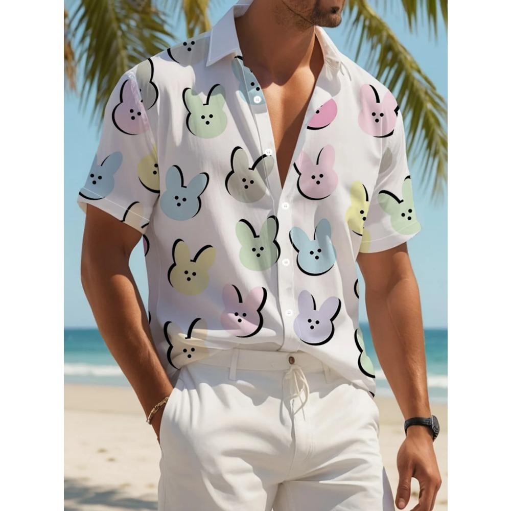 Summer Men's Stylish Beach Shirt Hawaiian Style Casual Man Short Sleeve Fashion Print Breathable Party Outfit Tops