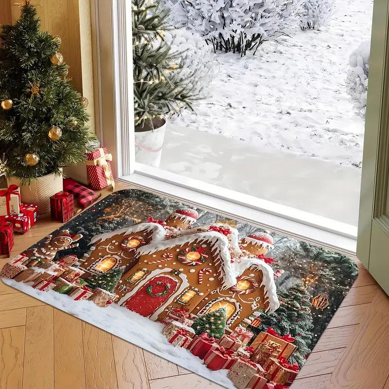 1Pcs Anti Fatigue Kitchen Rugs, Christmas Horse Print Waterproof Non-Slip Thick Cushioned Kitchen Mat Heavy Duty Comfort Standing Mat for Kitchen