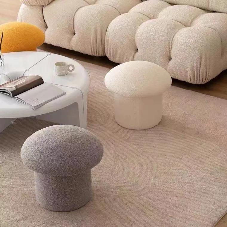 Otomani nordici încântător ciuperci din țesătură artă taburet de machiaj creativitate dormitor scaune rotunde mobilier dormitor scaun pentru picioare puf