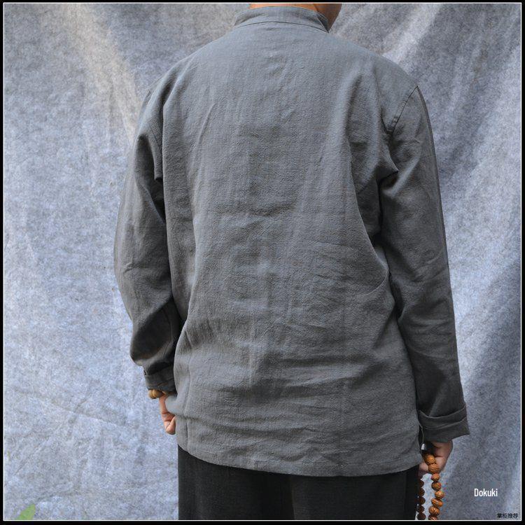 Men's Long-Sleeve Cotton Linen Chinese-Style Tang Suit Jacket - Spring Retro Button Zhongshan Design