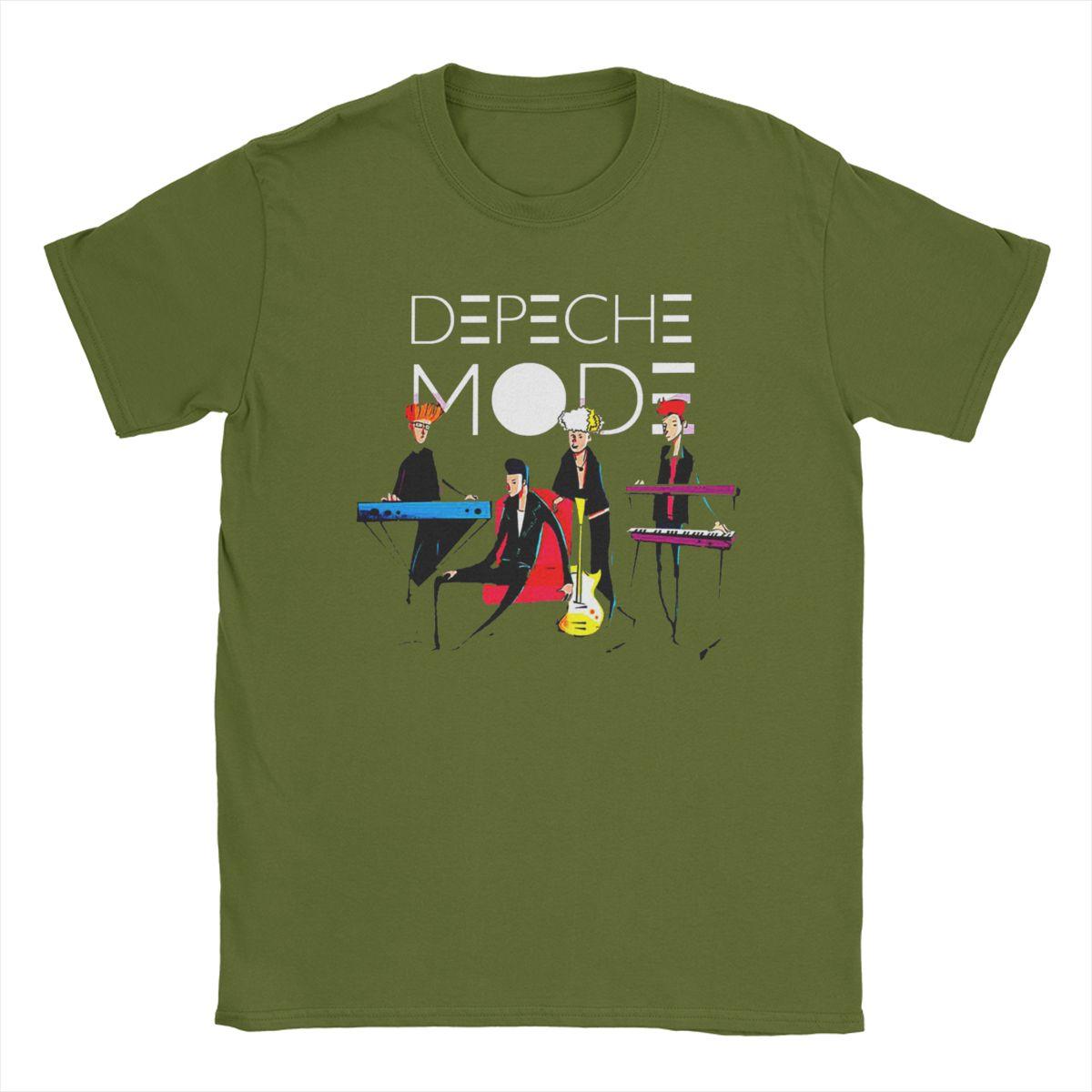 The best product for you Creative Depeches Cool Modieus T-shirt voor Heren Ronde Hals 100% Katoen T-shirt Korte Mouw T-shirt Verjaardagscadeau Tops L legergroene kleur
