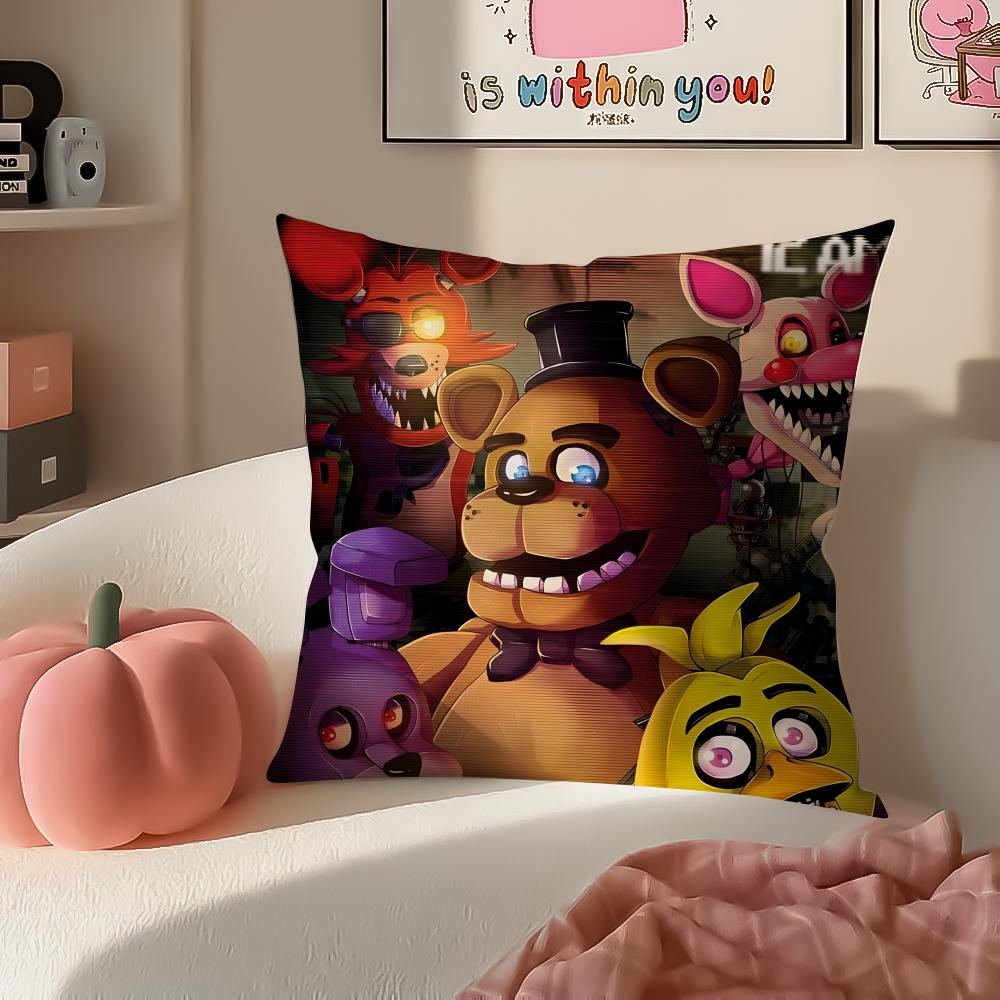 Horror Game FFive Nights At Freddys Cushion Cover Pillowcase Short Plush Invisible Zipper Room Sofa Cushion Cover