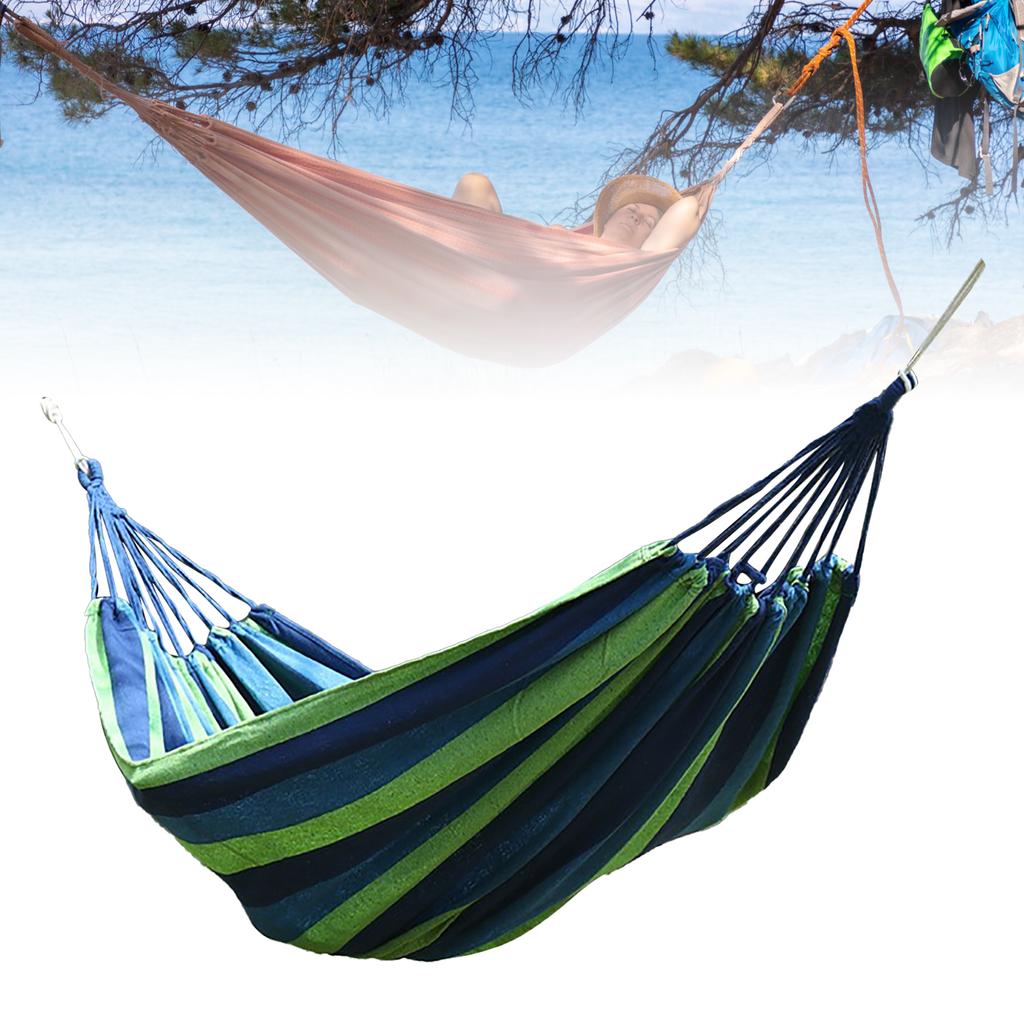 Outdoor Hammock Comfortable Polyester Cotton Up To 440.9lbs Anti Rollover Portable Hammock for