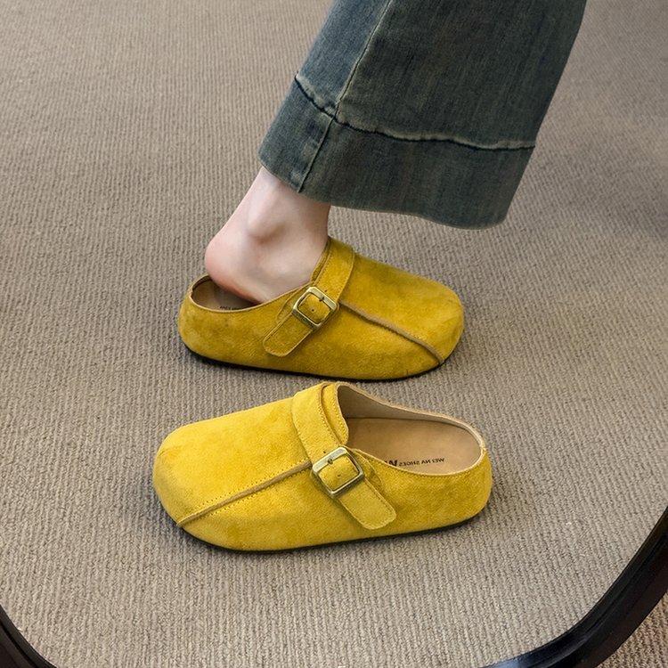 

Баотоу носит полузакрытые туфли Boken для женщин весной 2025 года, новые модные шлепанцы на толстой подошве на одной педали, нескользящие. 35