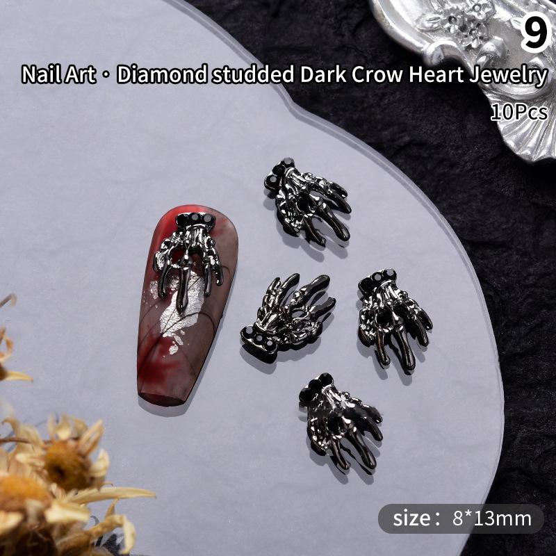 

10 шт. Хэллоуин Элемент ногтей Алмазный человеческий череп Паук Форма DIY Подвески Украшения Личность Стереоскопический