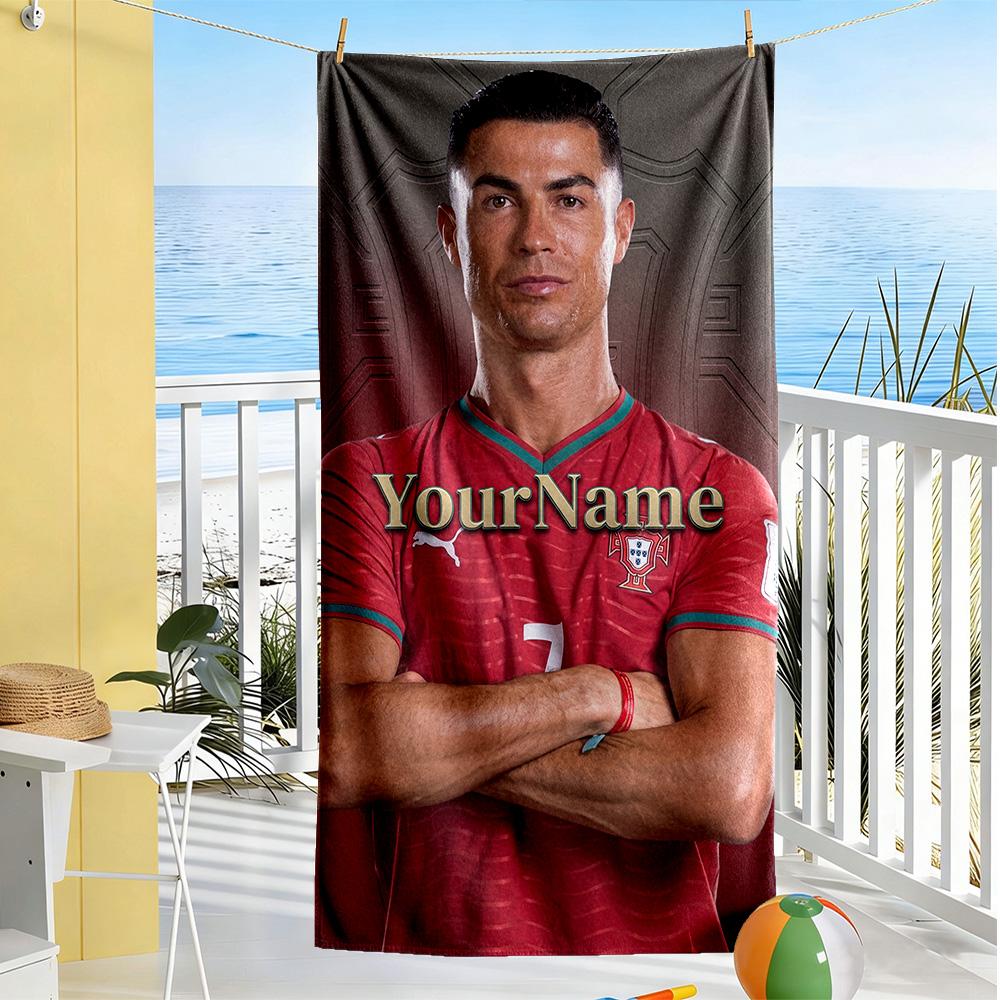 Cristiano Ronaldo Customize Text Beach Towel Super Soft Microfiber Quickdry Fabric Portable for SwimmingBeachCamping Travel Beach AccessoriesGym