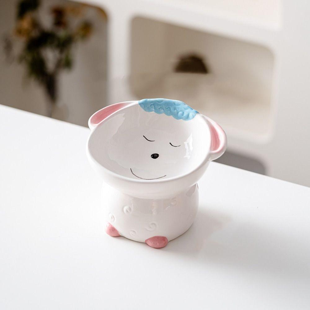 Ceramic Pet High Foot Bowl Cute Dog Food Feeding Basin Cats Drinking Feeder  Kitten Puppy