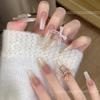 Silk Organza Bow Nail Accessories with Lace Ribbon and Diamond Embellishments