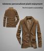 Giacca Suit Casual Retro in Velluto a Coste Autunno/Inverno con Revers Piatto in Cotone 58179