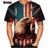 Summer Round Neck American Flag Eagle Pattern 3D Print Top Fashionable Casual Short Sleeved Men's T-shirts